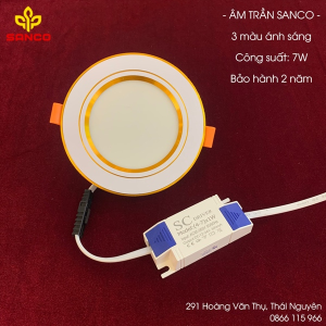 Âm trần 7w SC 3M viền vàng